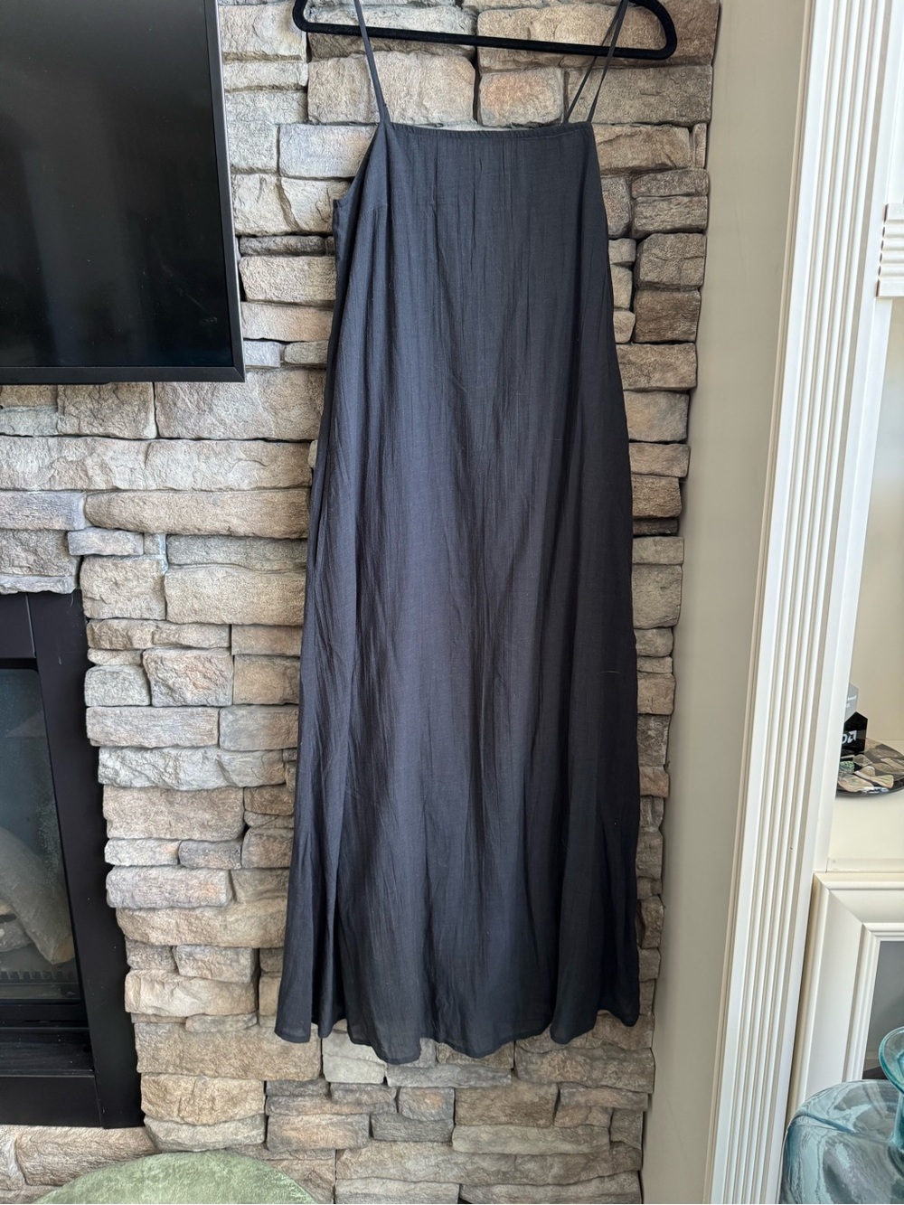 Minimum Black Maxi Slip Dress with Spaghetti Straps